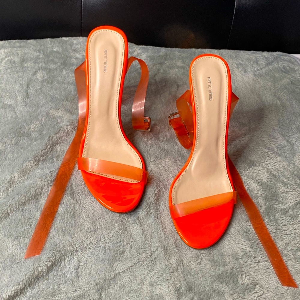 Orange PVC Strap Heels